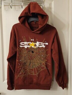 Men's Rust Colored Sp5der Hoodie w/ Front Kangaroo Pocket